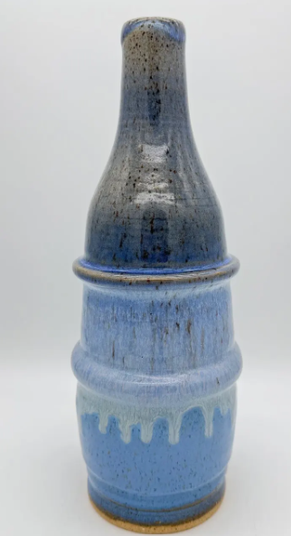 Blue Vase — Three Glazes on Speckled Clay by Gina Criaris